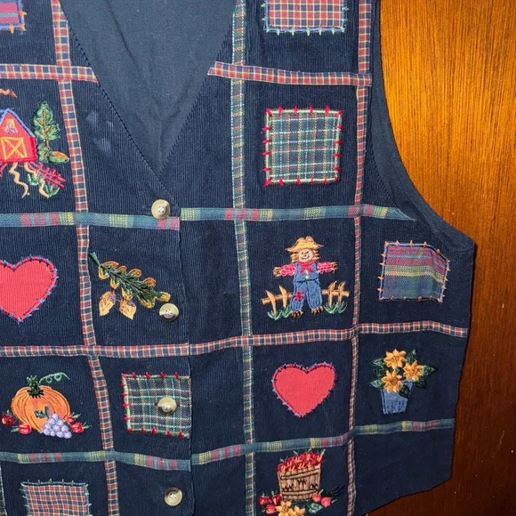 VTG Casey & Max Womens Blue Corduroy Vest Fall Autumn Size Large - Picture 4 of 7